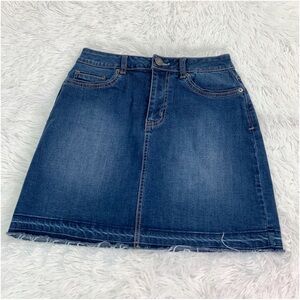 Copper Key Junior Denim Mini Skirt in blue